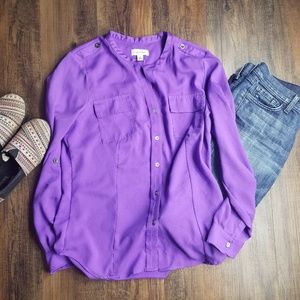Purple Calvin Klein | Button Up Blouse